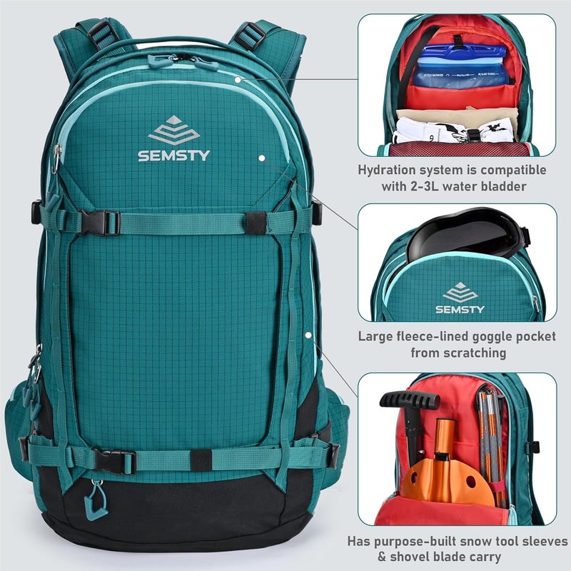 SEMSTY Ski and Snowboard Hydration Backpack - Cold-Weather Winter - 2L Water Reservoir and Insulated Harness - Image 2
